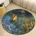 thumbnail image 1 of Lucky Koi Fish Lotus Leaf Floral Medallion Round Rug - Small Round Area Rug, Soft Non-Slip Machine Washable Bedroom Mat Indoor Accent Entry Carpet for Office Desk Dorm Hallway, 1 of 6