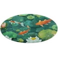 thumbnail image 1 of Lucky Koi Fish Lotus Leaf Floral Medallion Round Rug - Small Round Area Rug, Soft Non-Slip Machine Washable Bedroom Mat Indoor Accent Entry Carpet for Office Desk Dorm Hallway, 1 of 6