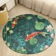 thumbnail image 1 of Lucky Koi Fish Lotus Leaf Round Rugs -Washable Non-Slip Small Round Area Rug Throw Soft Circle Rugs for Bedroom, Modern Print Indoor Carpet for Entryway Sofa Living Room, 1 of 6