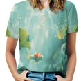 thumbnail image 1 of Lucky Koi Fish Lotus Leaf T Shirts Basic T-Shirt Short Sleeve Ladies Tee Shirt Summer Graphic Clothing, 1 of 6