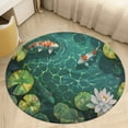 thumbnail image 1 of Lucky Koi Fish Lotus Leaf Washable Round Rug -Circle Area Rugs for Nursery Bedroom, Vintage Non Slip Non Shedding Low Pile Carpet for Living Room Coffee Table Entryway, 1 of 6