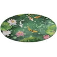 thumbnail image 1 of Lucky Koi Fish Lotus Leaf Washable Round Rug -Circle Area Rugs for Nursery Bedroom, Vintage Non Slip Non Shedding Low Pile Carpet for Living Room Coffee Table Entryway, 1 of 6