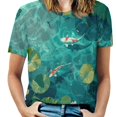 thumbnail image 1 of Lucky Koi Fish Lotus Leaf Women's T-Shirt Short Sleeve T Shirts Tops Tee Ladies Loose T, 1 of 6