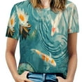 thumbnail image 1 of Lucky Koi Fish Lotus Leaf Women's T-Shirt Short Sleeve T Shirts Tops Tee Ladies Loose T, 1 of 6