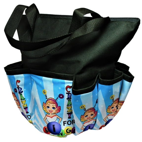 Lucky Lady Blue Bingo Bag with 10 Pockets