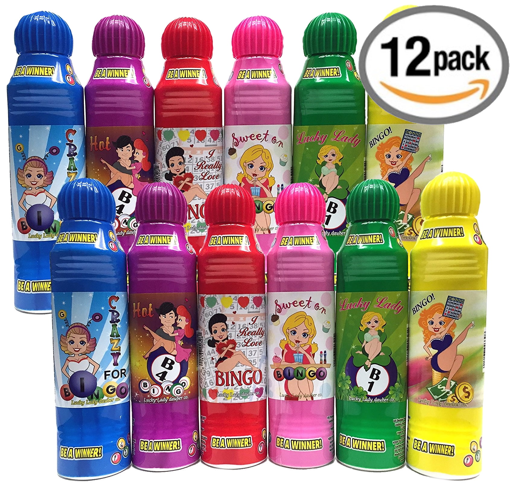 Set Da 6 Daubers Per Bingo – 3 Once L'uno – Colori Assortiti – Fluorescenti – Nuovi