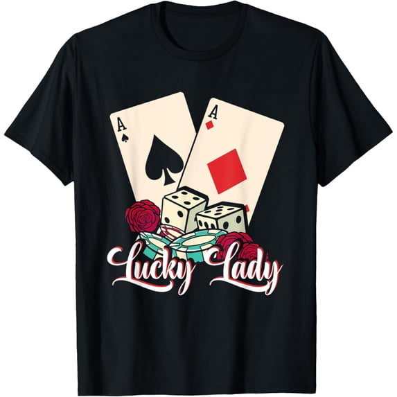 Lucky Lady Poker Player | Gambling Casino | Gambler T-Shirt mens t shirt,black,women,funny,misfits,men,journey