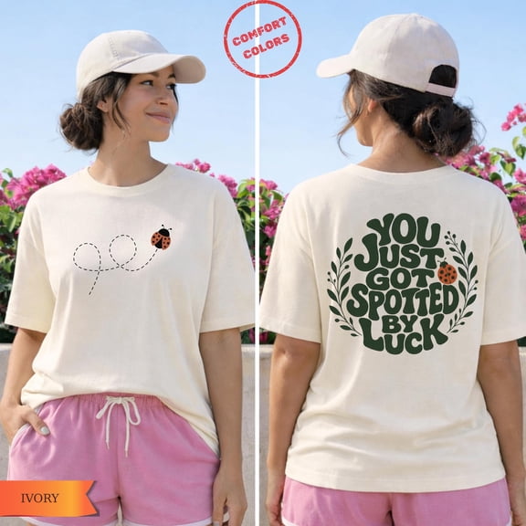 Lucky Ladybug Graphic Shirt Cozy Cottagecore Summer Bug Tee Cottagecore Insect Shirt Positive Vibes Gift For Nature Lovers