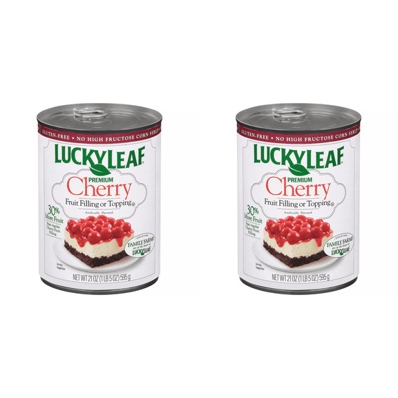 Lucky Leaf Premium Cherry Pie Fruit Filling & Topping, 21 oz - Pack of 2 - Grocery Staple, Easy Prep, Family Favorite, Pantry Essential, Quick Meal