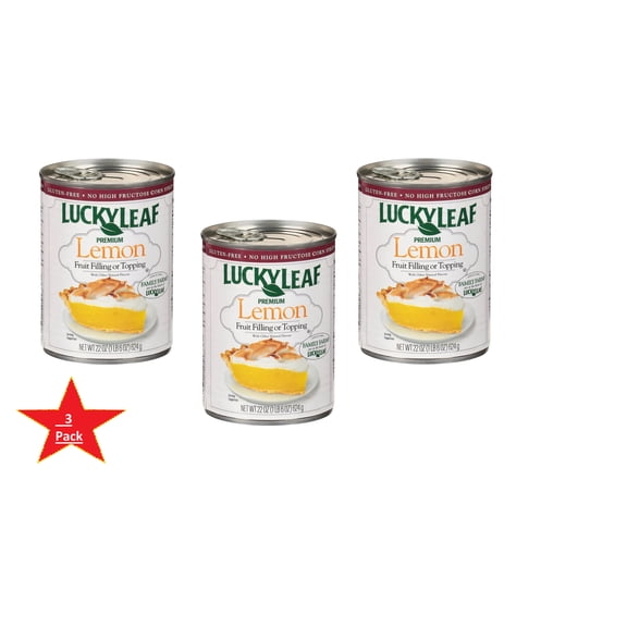 Lucky Leaf Premium Lemon Fruit Filling or Topping, 22oz Can pack of( 3)