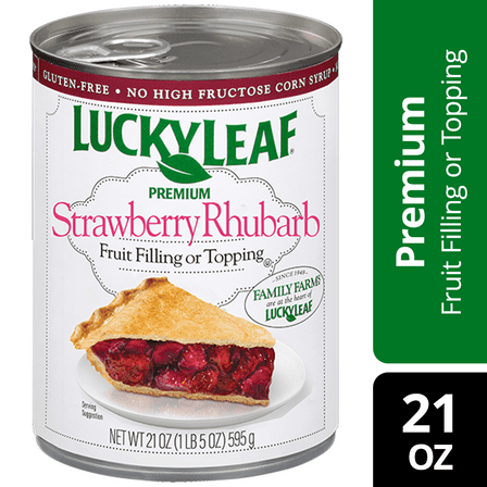 Lucky Leaf Premium Strawberry Rhubarb Fruit Filling and Topping, 21 oz Can