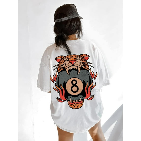 Lucky Leopard Tee Traditional Tattoo T 8 Ball Shirt Grunge Streetwear Vintage Western Lucky Me Shirt Yallternative Aesthetic