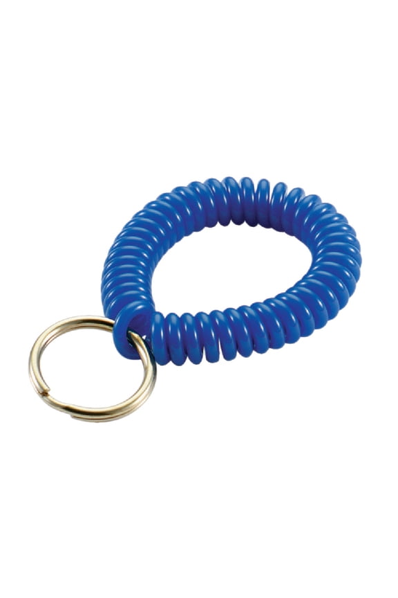 2 Spiral Wrist Coil with Steel Key Ring, Flexible Wrist Band Key Chain Bracelet, 12 Stretch, Color May Vary - 1 Pack