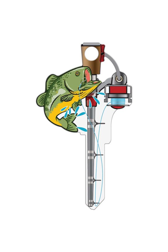 Fishing Pole Design Decorative House Key, SC1 B117S Pack of 5