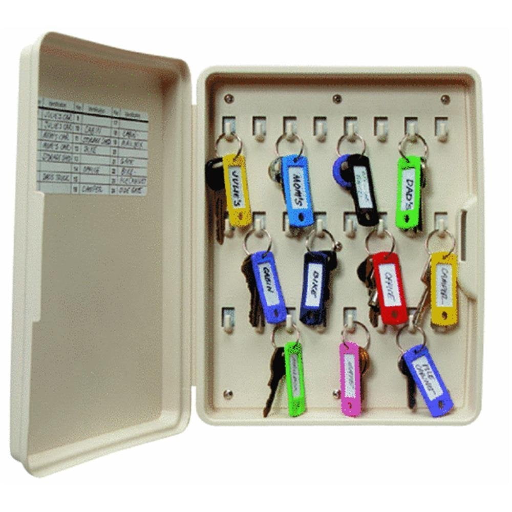 Beige Polypropylene 24-Hook Key Cabinet with Friction Latch