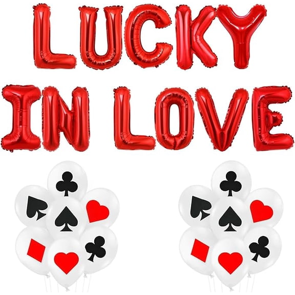 Lucky in Love Bachelorette Decor Casino Theme Party Decor Vegas Bachelorette Party Decor Lucky in Love Balloon Banner Bridal Shower Set for Poker Night Bachelorette Wedding