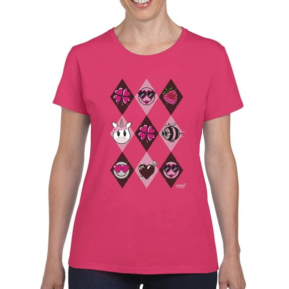 Lucky Love Emojis - Retro Argyle Graphic Women's T-shirt