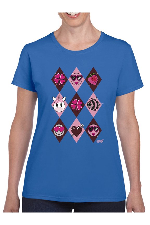Lucky Love Emojis - Retro Argyle Graphic Women's T-shirt