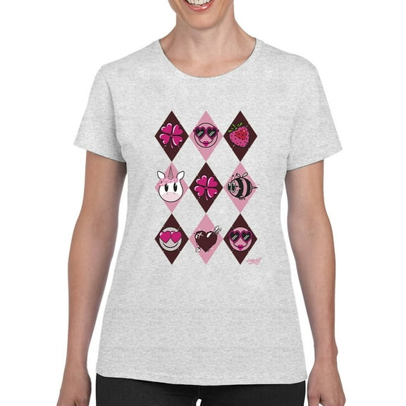 Lucky Love Emojis - Retro Argyle Graphic Women's T-shirt