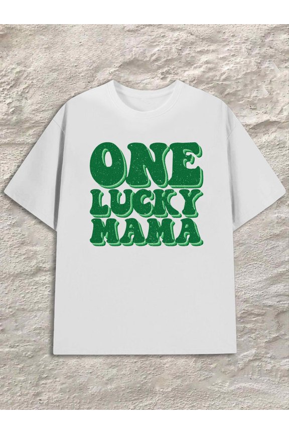 Lucky Mama Tee for men white Refreshing and lightweight, perfect for summer sports and leisure wear Original Unisex Shirt Graphic tshirts