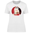thumbnail image 1 of Lucky Maneki Neko Cartoon Kitten T-Shirt Women -Image by Shutterstock, Female XX-Large, 1 of 2