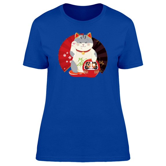 Lucky Maneki Neko Cartoon Kitten Tee Women's - Women T-Shirt, 2XL