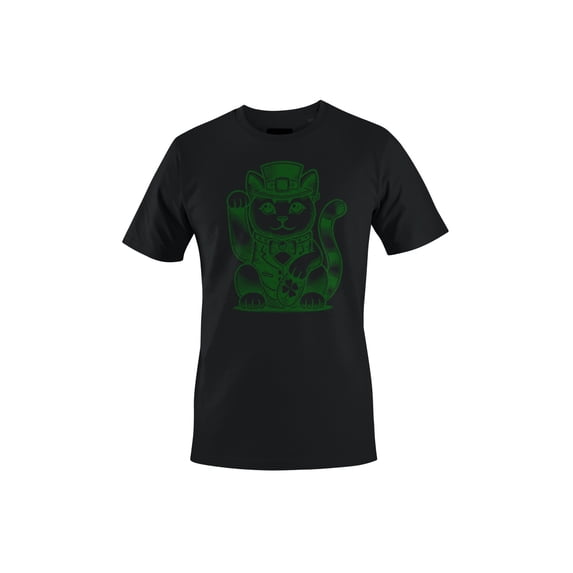 Lucky Maneki-Neko Cat in Leprechaun Hat St. Patricks Day Men's T-shirt