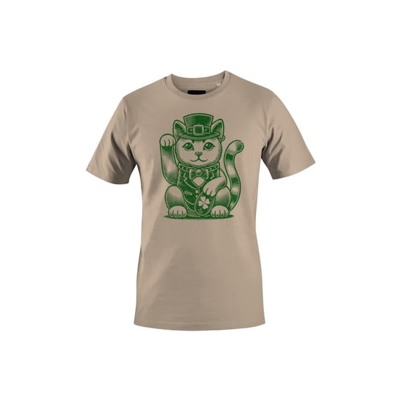 Lucky Maneki-Neko Cat in Leprechaun Hat St. Patricks Day Men's T-shirt