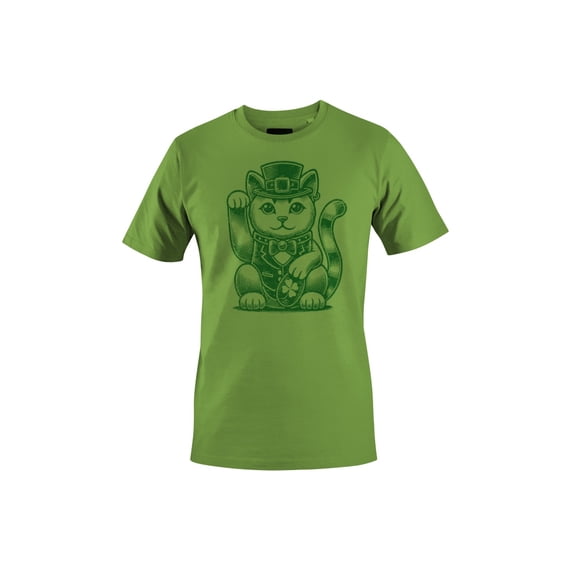 Lucky Maneki-Neko Cat in Leprechaun Hat St. Patricks Day Men's T-shirt