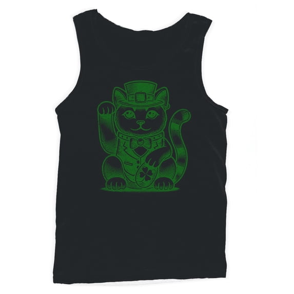 Lucky Maneki-Neko Cat in Leprechaun Hat St. Patricks Day Men's Tank Top