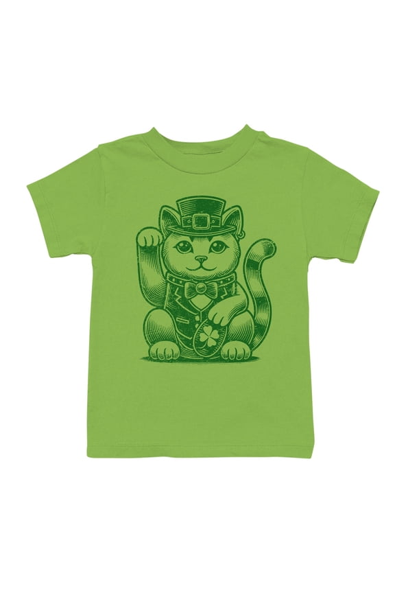 Lucky Maneki-Neko Cat in Leprechaun Hat St. Patricks Day Youth's T-shirt