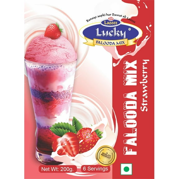 Lucky Masala Falooda Mix Strawberry Flavor 200 gm Pack of 4