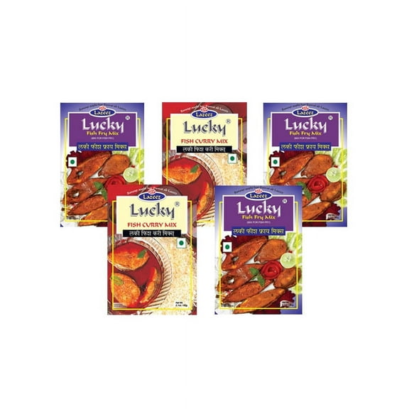 Lucky Masala Fish Fry and Fish Curry Seasoning Spice Mix Combo, 60g (Pack of 5)