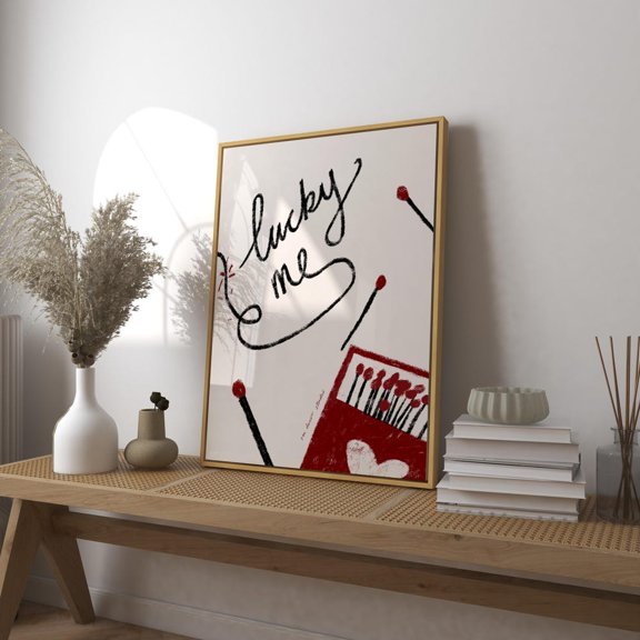 Lucky Me Matchbox And Sticks Art Print Poster, Vintage Trendy Retro Mid Century Modern Kitchen Print, UNFRAMED PAPER POSTER, Home Decor, Vintage Gift, Living Room Dercor