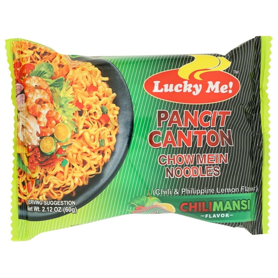 Lucky Me Pancit Canton Chow Mein Noodles Chili Mansi Flavor, 2.12 oz