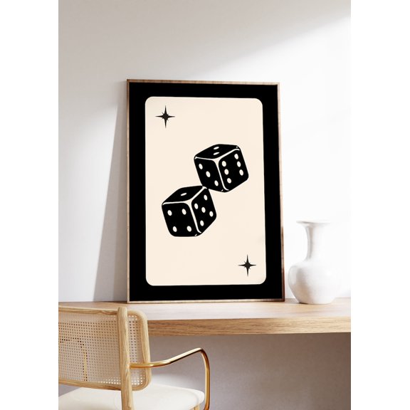 Lucky Me Dice Art Print, Retro Poster, Black Dice Prints, Funky Wall Art Decor