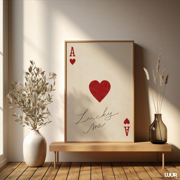Lucky Me Valentine Typography Romantic Wall Art, Unframed Paper Print Size 8x12