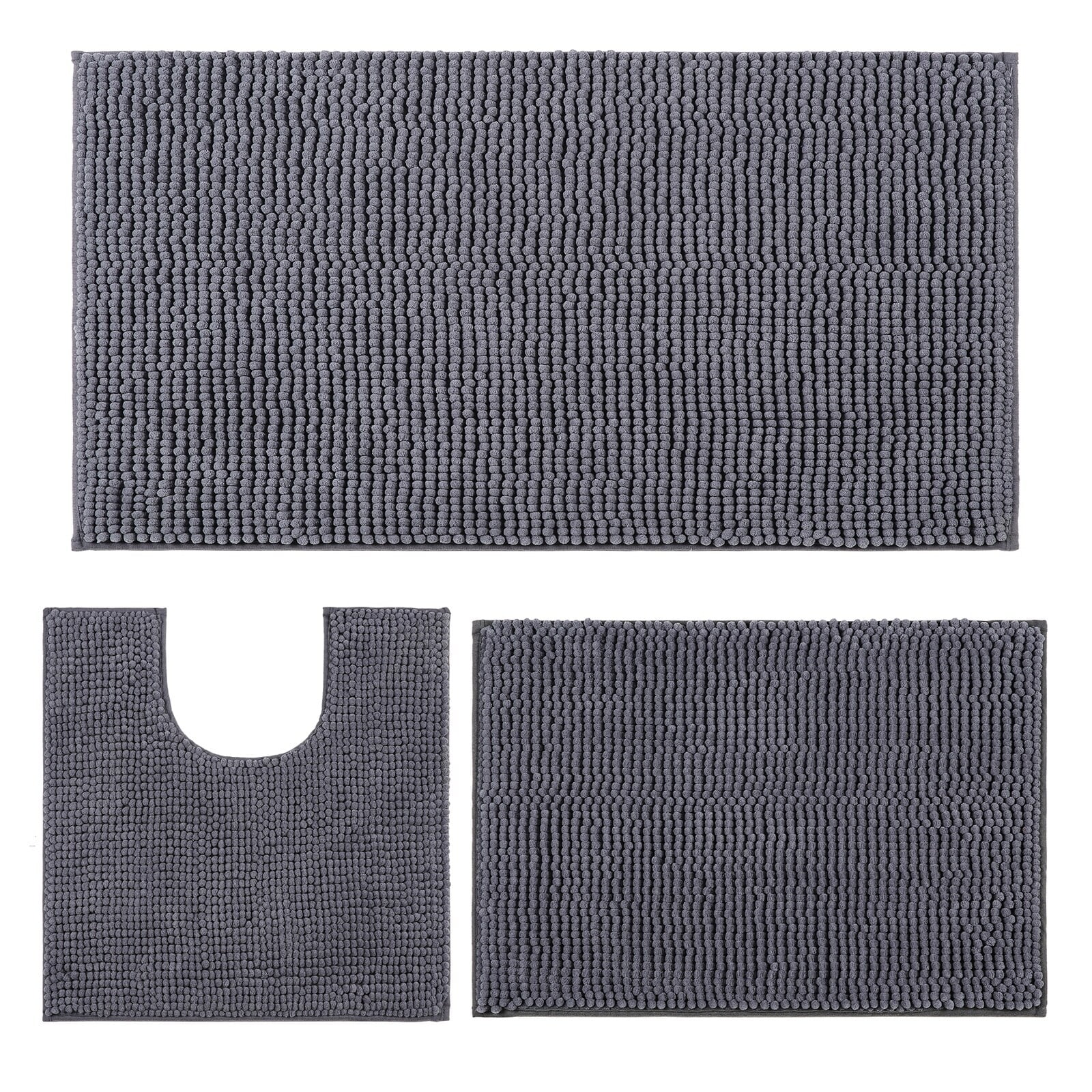Lucky Monet 3 Piece Bathroom Rug Set Chenille Bath Rug Mat for Bathroom ...