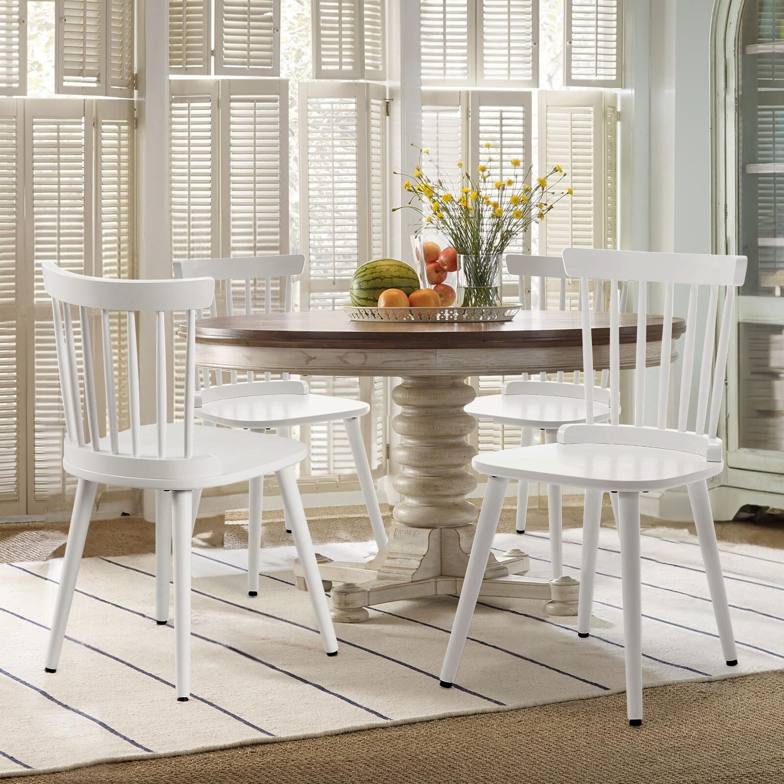 Farmhouse Dining White Spindle Dining Chair Lucky Monet