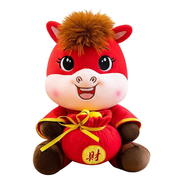 Lucky Money Bag Horse Plush Toy – Cute Zodiac Horse Doll with Fortune Bag Design – Soft Stuffed Animal for Kids Sleep, Nursery Decor or Lunar New Year Gift,S