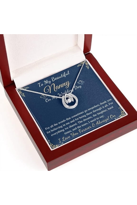 Lucky Necklace To My Nanny On My Wedding ceremony, Present For Nana From Granddaughter on Wedding, Gift for Her with Message Card