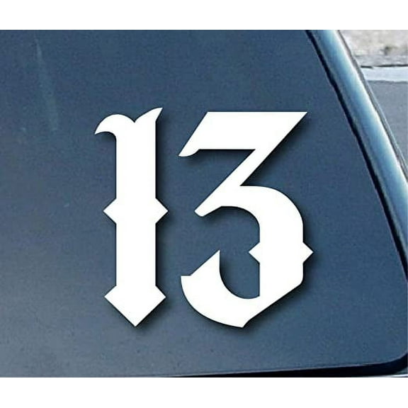 Lucky Number 13 Car Window Vinyl Decal Sticker 4" Tall