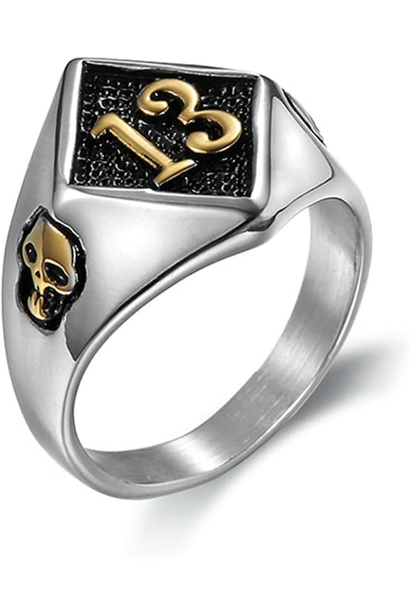 Lucky Number 13 Ring Biker Style Stainless Steel Skull Rings Men's Vintage Silver Gold Jewelry Classic Fashion Present