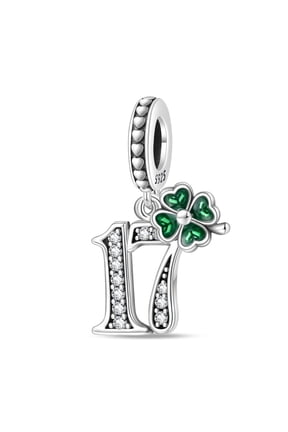 Lucky Number 17 Pendant Charm, Beaded Bracelet Charm, Fit for 3mm-4.5mm Bracelets