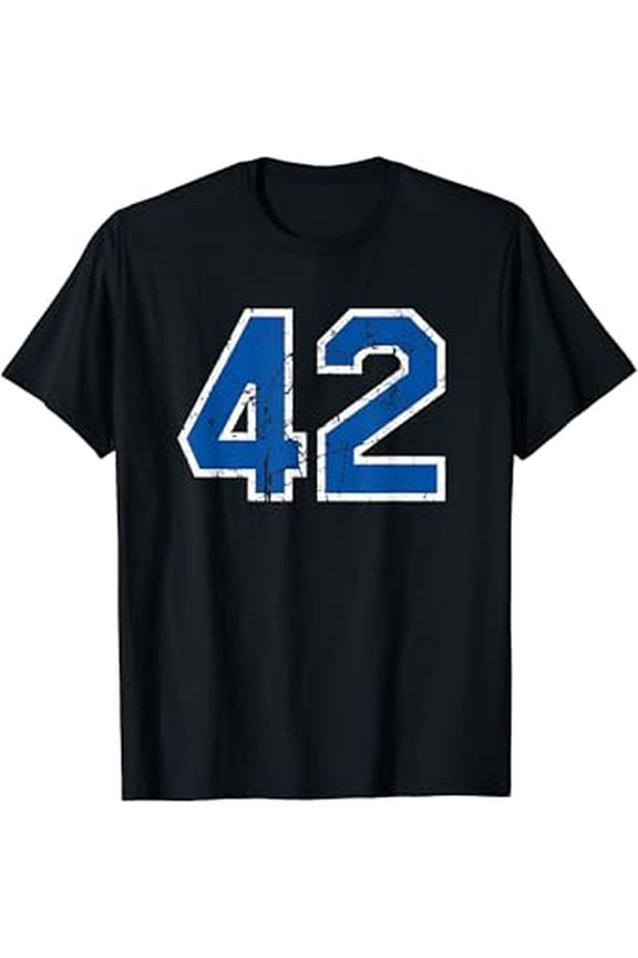 Lucky Number #42 Sports Jersey Birthday Vintage Birthday Gifts Blue White Vintage T-Shirt Unisex S To 5XL