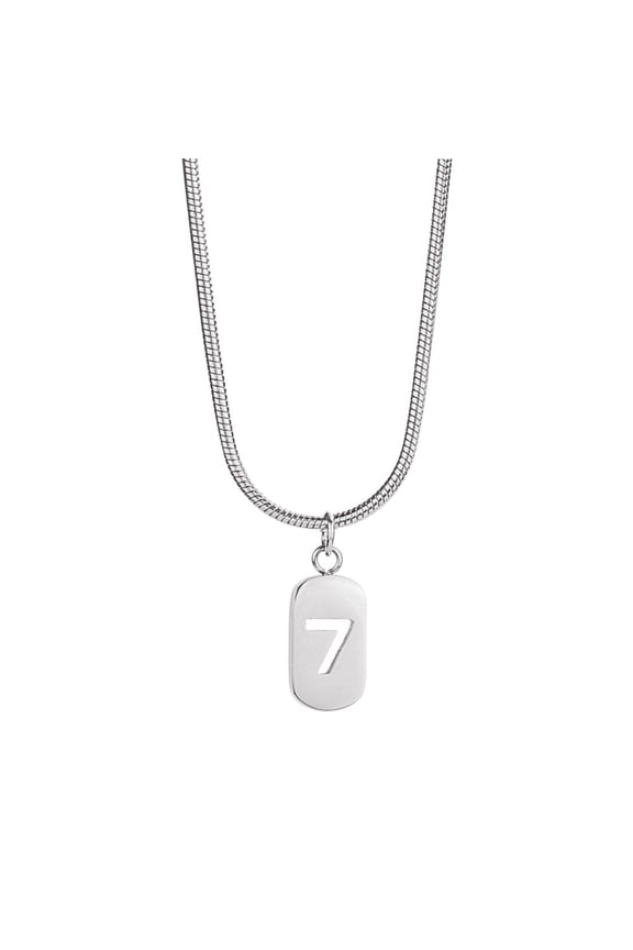 Lucky Number 7 Pendant Necklace | 18K Gold Titanium Steel Snake Bone Chain 18" + 2" | RJ Designs