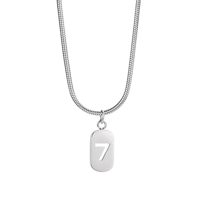 Lucky Number 7 Pendant Snake Bone Necklace For Women Titanium Steel