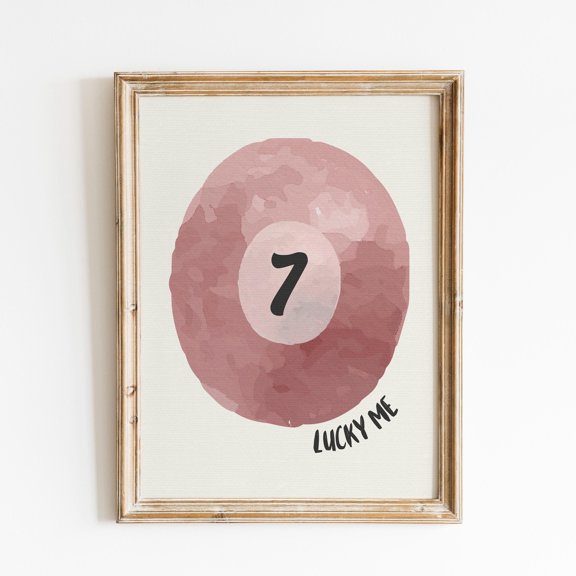 Lucky Number Seven Art Me Billiard Ball Positive Affirmation Dorm Decorative Wall Art Poster , Poster Print Only