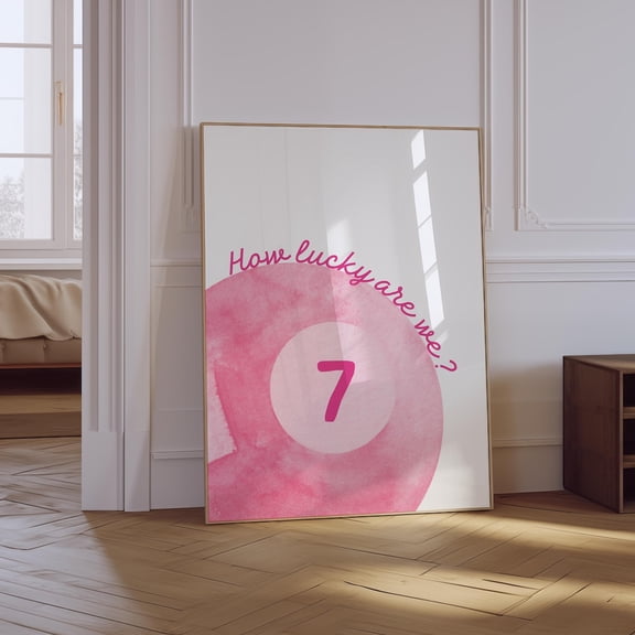 Lucky Number Seven Pink Poster, Unframed Size 8x12