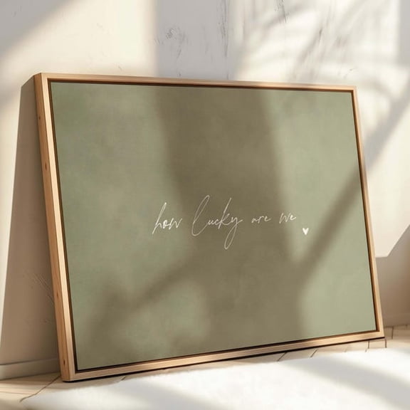 How Lucky Are We Olive Green Wall Art, Minimalist Artwork, Horizontal Sentimental Quote Print, Typography Living Room Decor, Unframed Paper Poster 16x20in